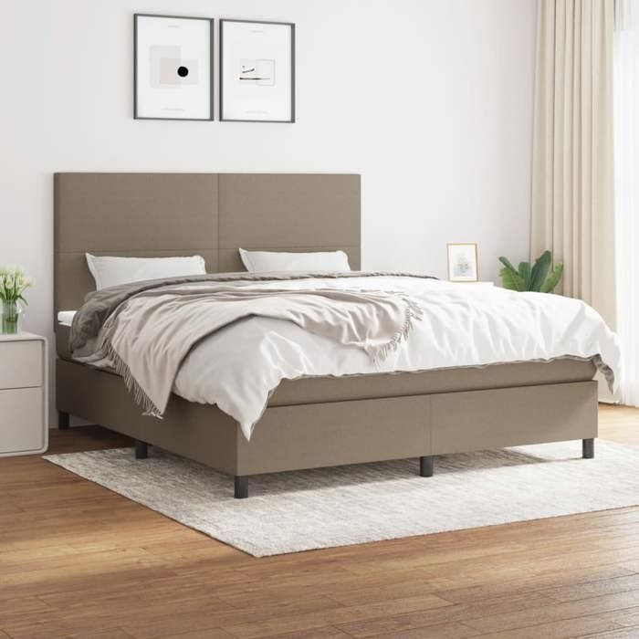 Maison Exclusive - Sommier à lattes de lit avec matelas Taupe 180x200 cm Tissu