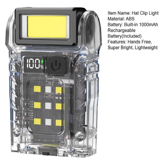 Светодиодный клип-фонарь для шляпы, вращающийся, портативный, с питанием от USB, мини-фонарик, легкий, портативный, для рыбалки на открытом воздухе, езды, кемпинга, налобный фонарь