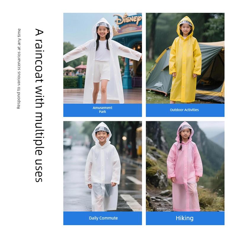 Disposable Raincoat for Children and Elementary School Students, 2025 New Model, Thickened, Portable, Full-Body Storm-Proof with Backpack Space