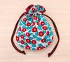 Kyoyu Yumeji Drawstring Round Drawstring Camellia Design Bag, Bag,
