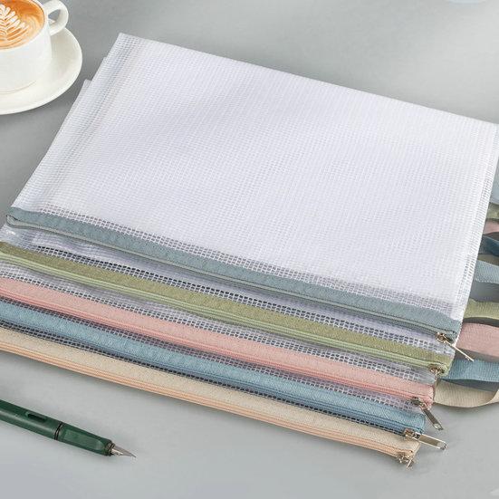 Transparent File Holder Zipper Bag with Handle PVC Waterproof Large Capacity Document Storage Bag Office Supplies