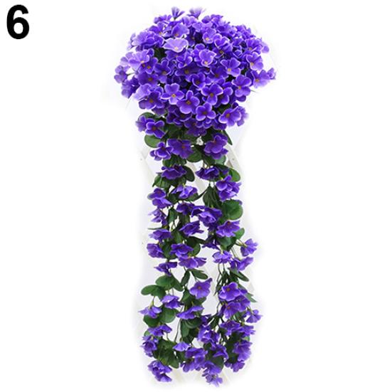 1Bunch Home Decor Artifical Violet Hanging Garland Vine Flower Traling Bracketplant