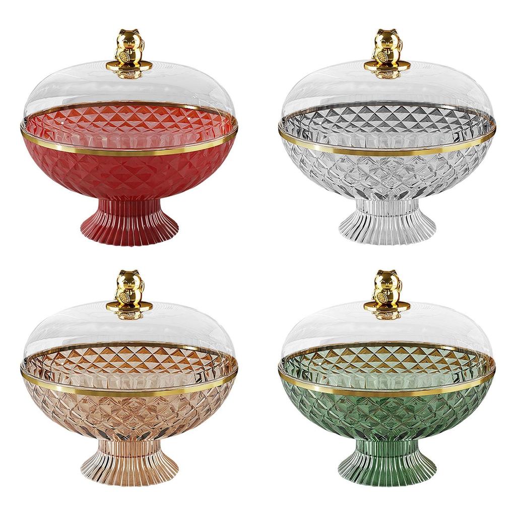 Фруктовая корзина-подставка с крышкой 21x25,8 см Декоративный поднос для хранения Сливной дизайн для семейных посиделок Легкий