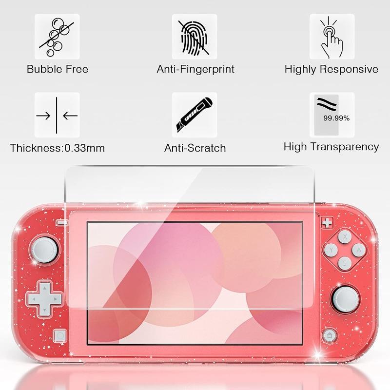 Съемный двухслойный защитный чехол для Nintendo Switch Lite с закаленной пленкой для экрана и 4 клавишами под большой палец