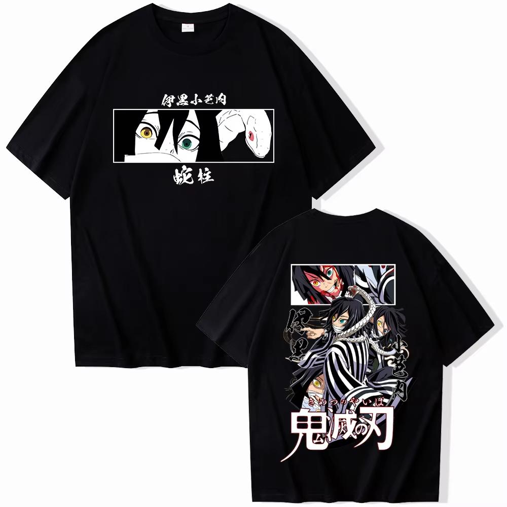 Anime Demon Slayer Iguro Obanai T-Shirt Women Men Harajuku O Neck Short Sleeve T Shirt for Fans Kawaii Vintage Clothes