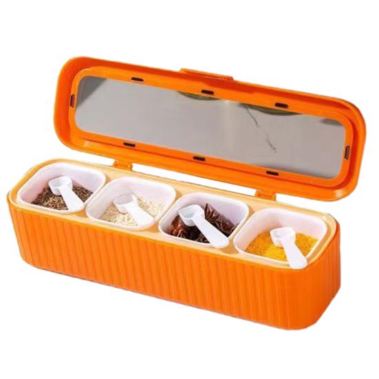 Контейнер для приправ, выдвижной тип, предотвращает смешивание вкусов, мини-практичный 4 сетки, кухонный ящик для хранения приправ для дома