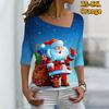 Women's T Shirt Christmas Gift Santa Claus Sparkly Graphic Patterned Painting Print V Neck Graphic Sweatshirt Streetwear XS-8XL