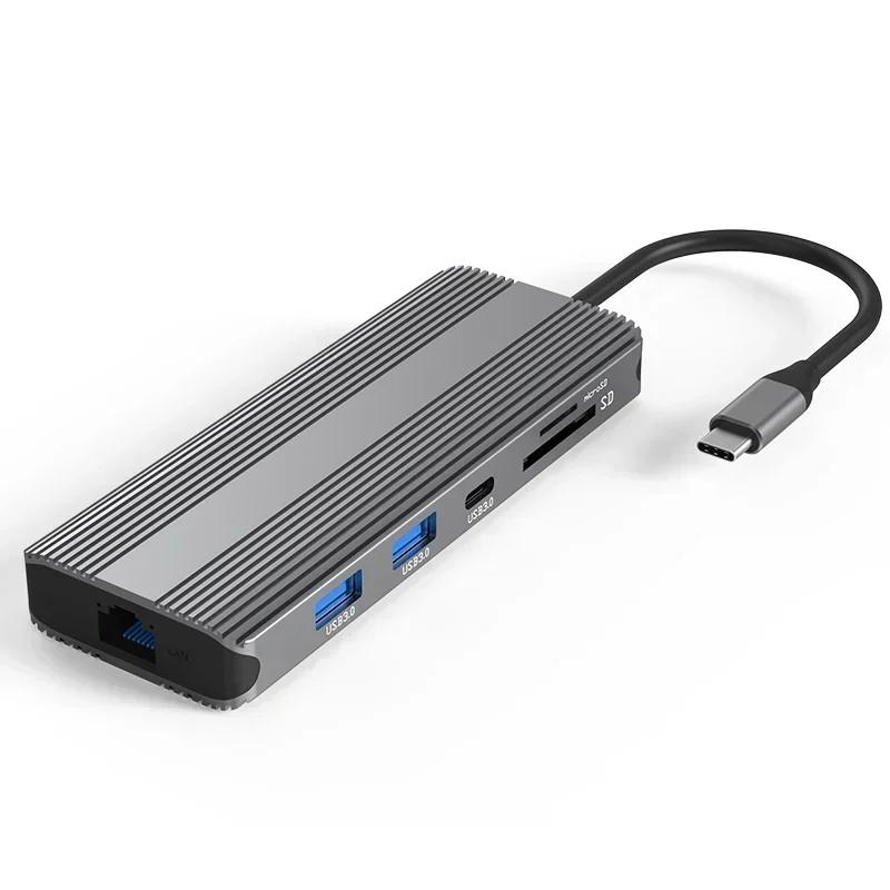 8K Ultra HD Type-C Dock HDMI 2.1+DP1.4 Multi Screen Display Ten in One USB Hub Expander