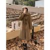 Fashion Design Cow Horn Buckle Tweed Jacket Female Autumn and Winter Tweed Coat Small Son In The Long Section