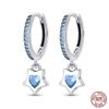 925 Sterling Silver Sparkling Cubic Zircon Star Moon Pendant Hoop Earrings for Women Luxury Wedding Anniversary Jewelry Gifts