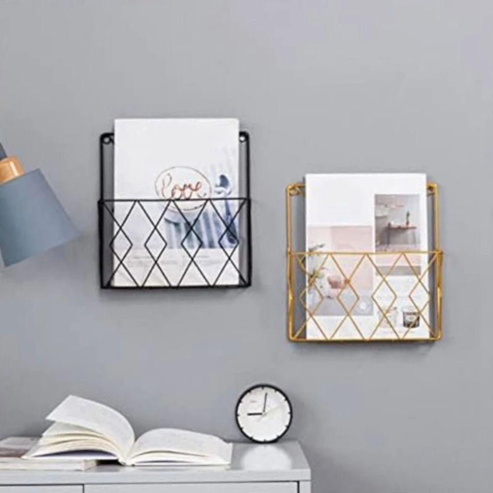 Wall Mounted Book Newspaper Storage Rack Metal Magazine Holder Tabletop Display Stand  for Home