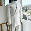 Elegant  White  Solid Men Suits Two Piece Formal Notch Lapel Single Breasted Slim Fit Outfits Office Business Casual Suits