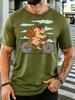 Unisex Short Sleeve T Shirt Caveunisex Bicycle Graphic Tee Cartoon Print Tops Summer Soft Cotton Casual Street Wear For Adult Male
