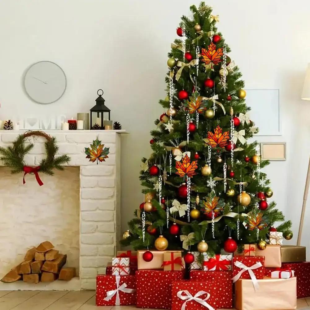 Акриловый 2D плоский ловец солнца в виде кленового листа для окна, подвесное украшение в виде листьев, осенний декор для Дня благодарения, принадлежности для зимней вечеринки