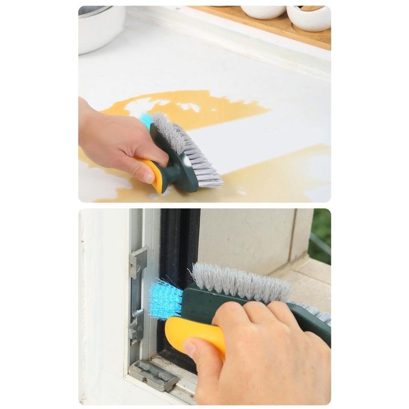 Многоповерхностная чистящая щетка V-образной формы с узкой щетиной для швов плитки, углов душа, труднодоступных мест, эффективный скраббер
