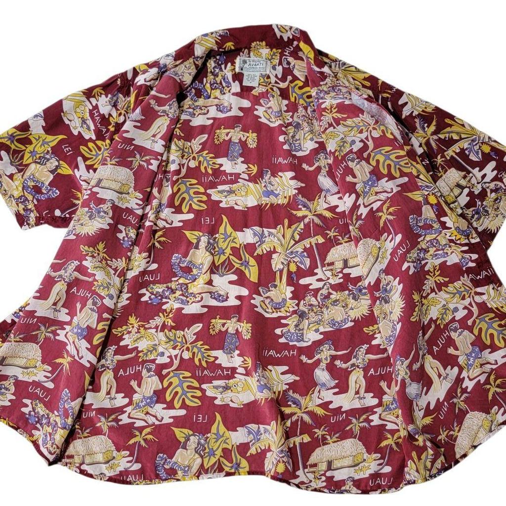 [Б/У] Почти Avanti 100% шелковая гавайская рубашка алоха