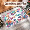 Fish Ocean Theme Soft Crystal Velvet Rug Custom Name & Text Print Non Slip Floor Rug for Bedroom Living Room