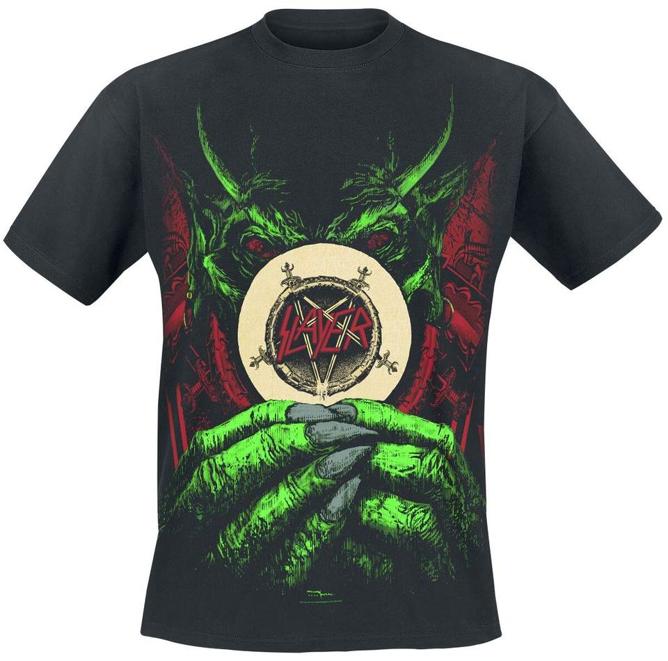 Slayer Double-Sided Pentagram Demon Print Cotton T-shirt Men Women Band Unisex Casual Tee