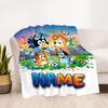 Bluey's Soccer Adventure Customize Your Name Blanket Gift Personalized Blanket Comfortable Versatile for Office Chair Couch Nap Picnics