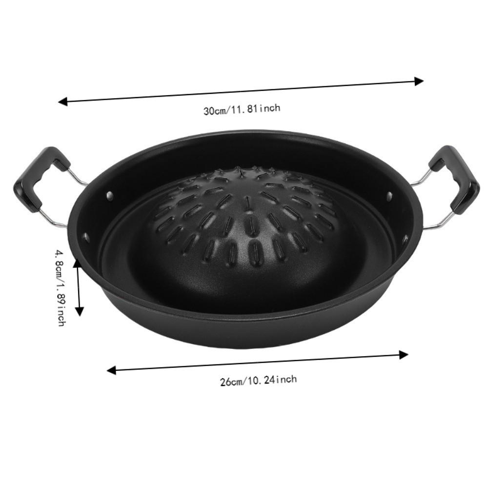 Black Thai BBQ Grill Pan Iron Round Thai Style BBQ Portable Grill Pan with Side Restaurant Use