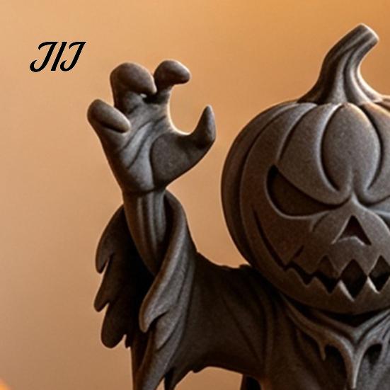 Spooky Pumpkin Character 3D Printed Man Figurine, Halloween Zombie Festive Ornament for Home Office Desk Shelf Decor Statue