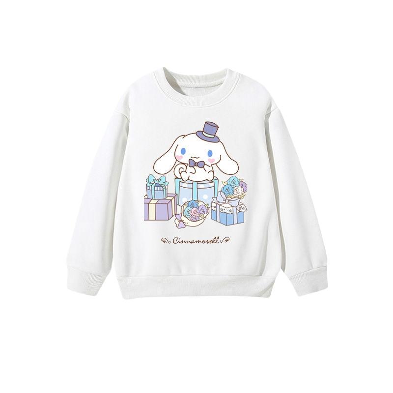 2025 MINISO Детская одежда Милые толстовки с капюшоном Cinnamoroll с рисунком из мультфильмов, аниме, для мальчиков и девочек, пуловер с круглым вырезом на весну и осень