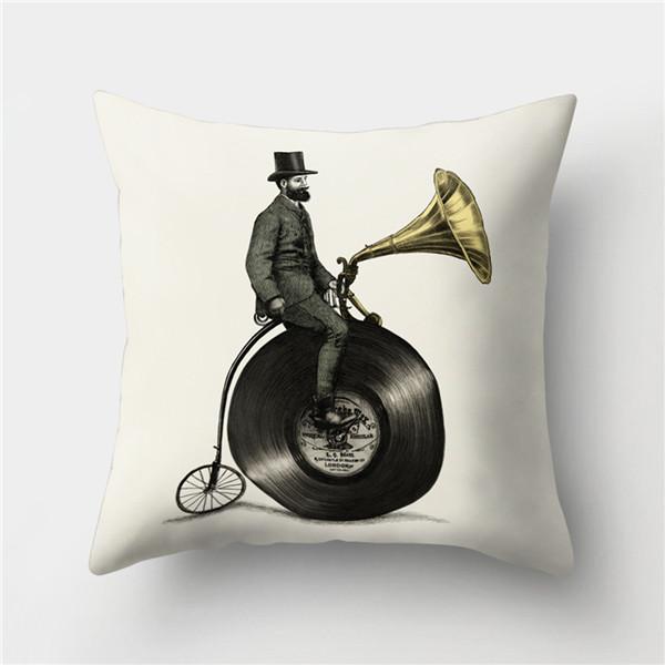 Полиэстеровая наволочка с велосипедным принтом, мультяшное искусство, абстрактная велосипедная подушка, автомобильный домашний диван, квадратная декоративная наволочка 45X45 см