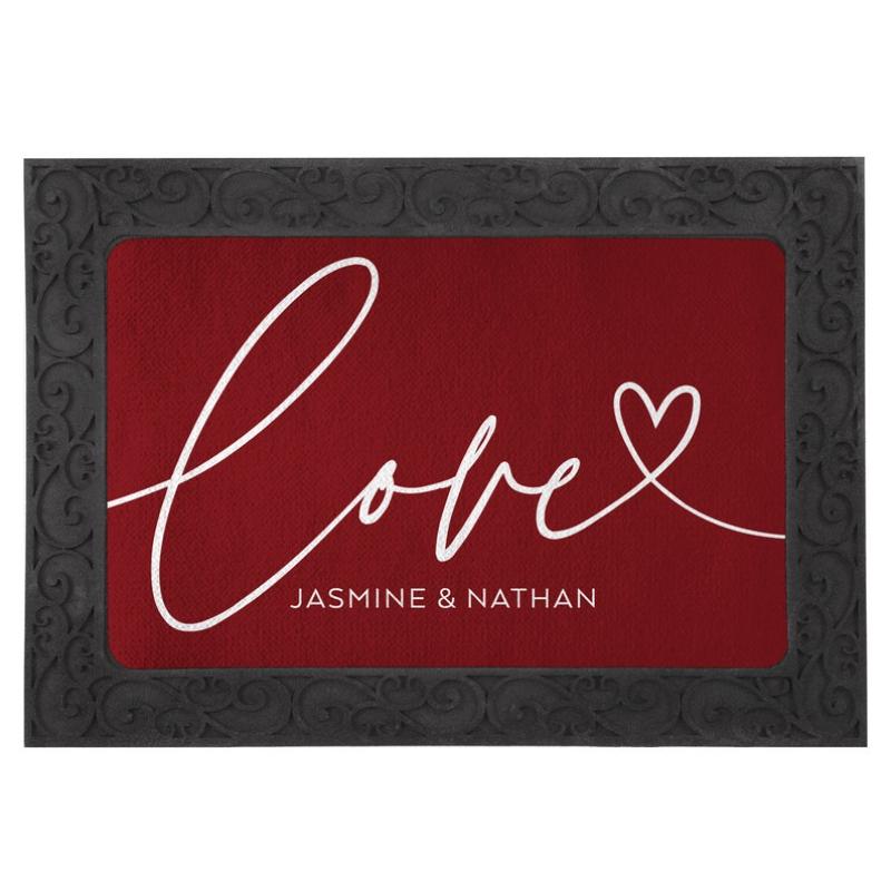 Personalized Valentine Doormat  Logo Text Welcome Mat Romantic Home Decor Love Gift For Her Front Door Mat ized Rug
