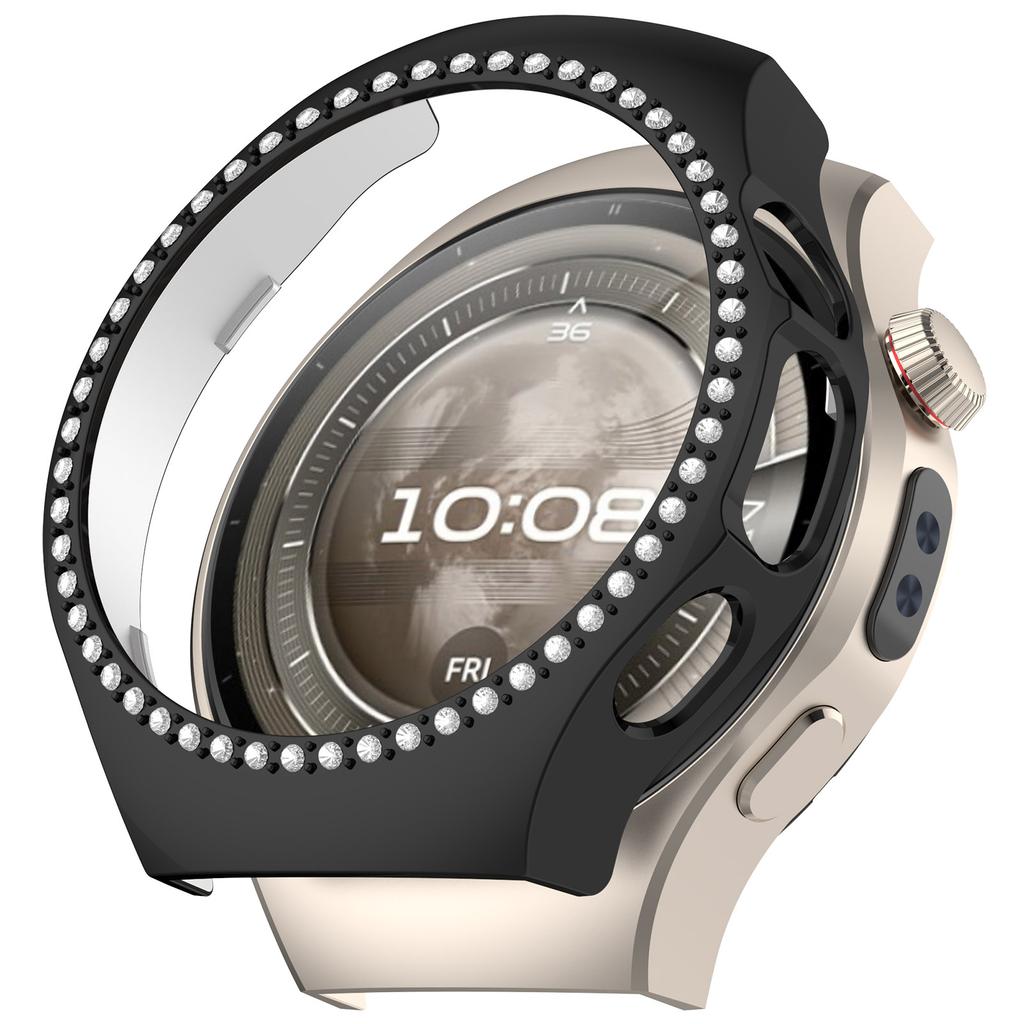 For Huawei Watch 5 46mm Watch Case Rhinestone Decor Hollow Electroplating PC Watch Cover