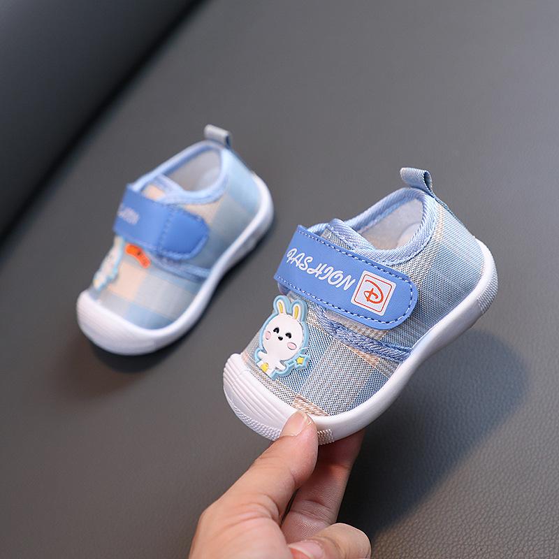 Детская весенне-осенняя прогулочная обувь для отдыха, тканевая обувь с милым кроликом, обувь для громкого звонка для мальчиков и девочек