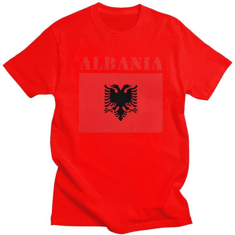 Custom Fashion Albania Flag T Shirts Men ShortSleeve Tshirts Casual Tee Tops Pure Cotton Oversized Tshirts Gift