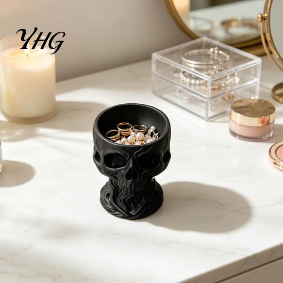 Personalized DIY Ornament 3D Printed Gothic Skull Decorative Catchall Bowl, Storage Holder for Key Modern Tabletop Sculpture Coin Jewelry, Dark