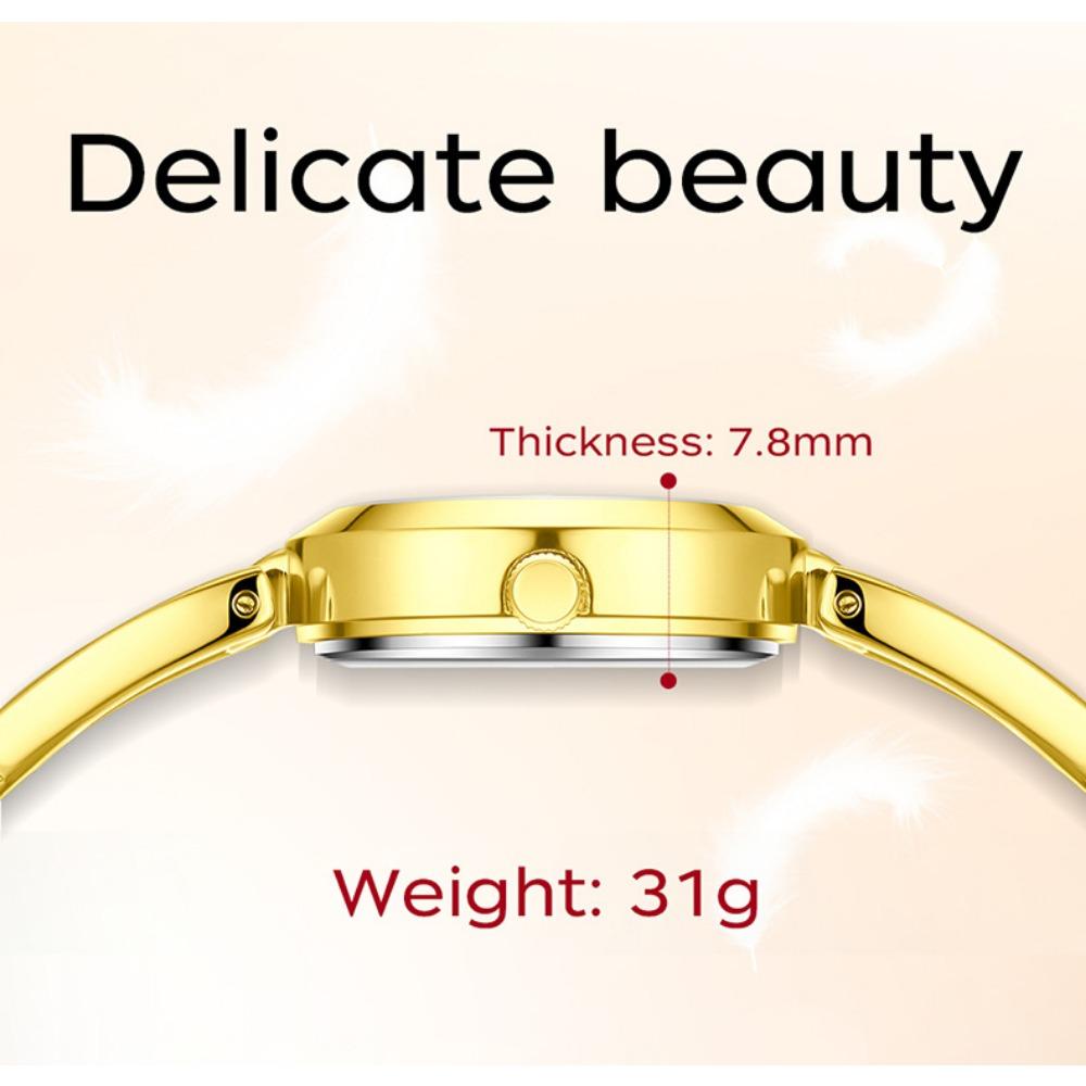 Elegant Ladies Quartz Watch Mini Round Dial Rhinestone Twisted Metal Bracelet Slim Analog Gift Wristwatch