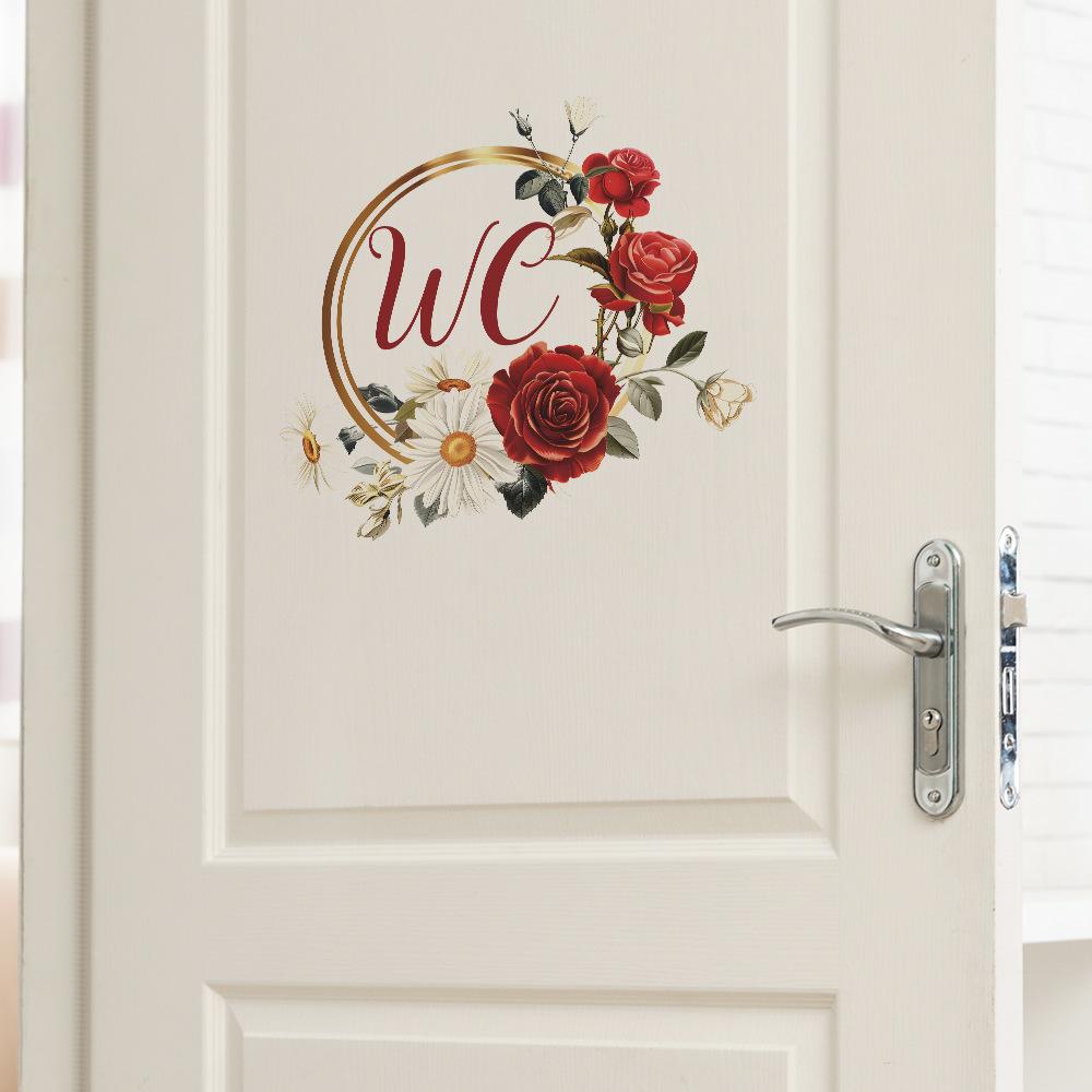 English Slogan Toilet Door with Home Background Landscaping Wall Stickers