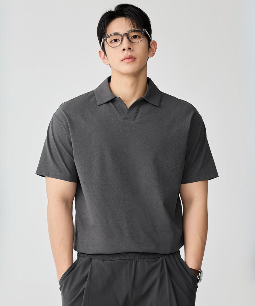 XEXYMIX Eco-Dex Men'S Open Collar Short Sleeve Xml2Qs1101