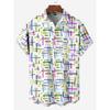 Mens Shirt Short Sleeve Geometric Print Button Down Shirt Summer Beach Shirt Camping Shirt Short Sleeve Mens Formal Shirt