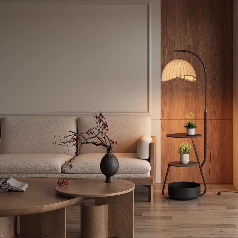 Торшер в античном стиле с полкой: Ретро прикроватный столик для гостиной или спальни.