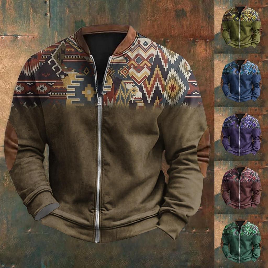 Мужская повседневная толстовка в стиле ретро с градиентным принтом