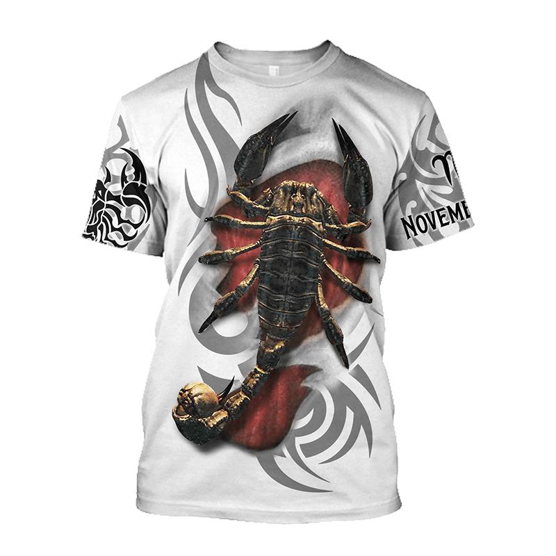 Мужская футболка с изображением животных, футболки с 3D принтом Скорпиона, забавные футболки, модная повседневная мужская уличная одежда, мужская одежда больших размеров