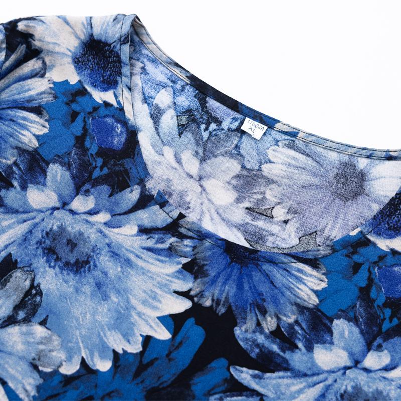 Plus Size Casual Summer Women's Dresses Elegant Slim Short Sleeve Vintage Print Long Dress Female Summer Clothes