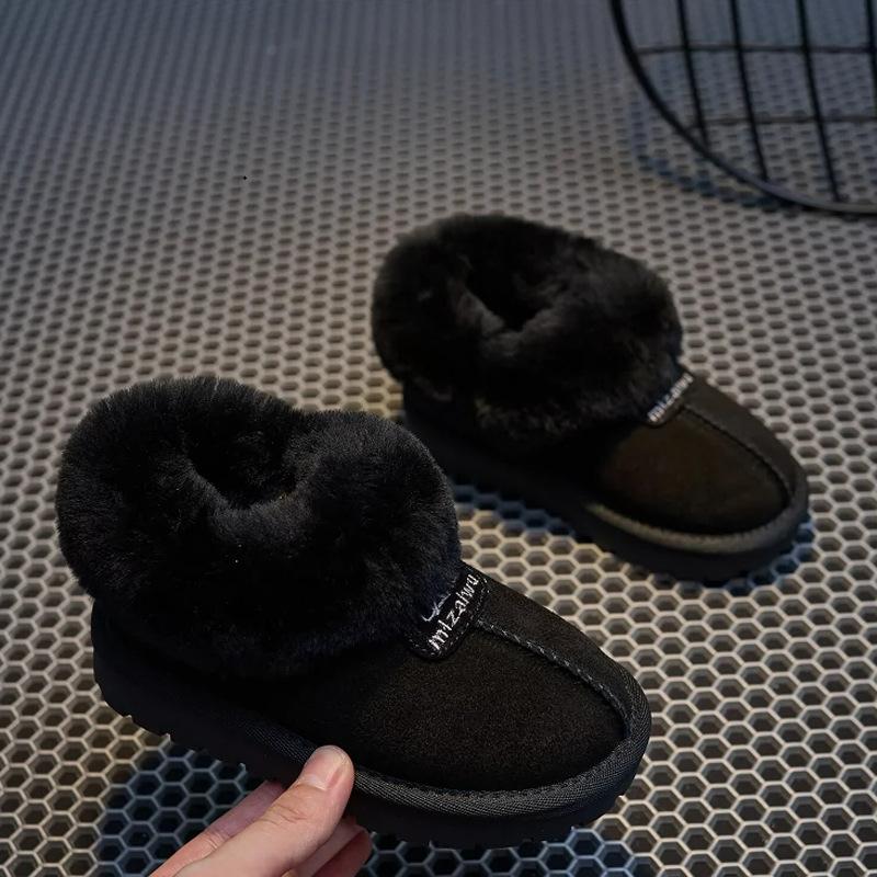 Simple Girls Slipper Elastic Band Kids Toes Wrapped Winter Warm Boys Children Cotton Shoes Casual Non-slip Cute Short Boots