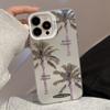 Trendy coconut tree electroplated iPhone 15 case suitable for 16 Pro Max, 12, Apple 13, 17, anti-drop