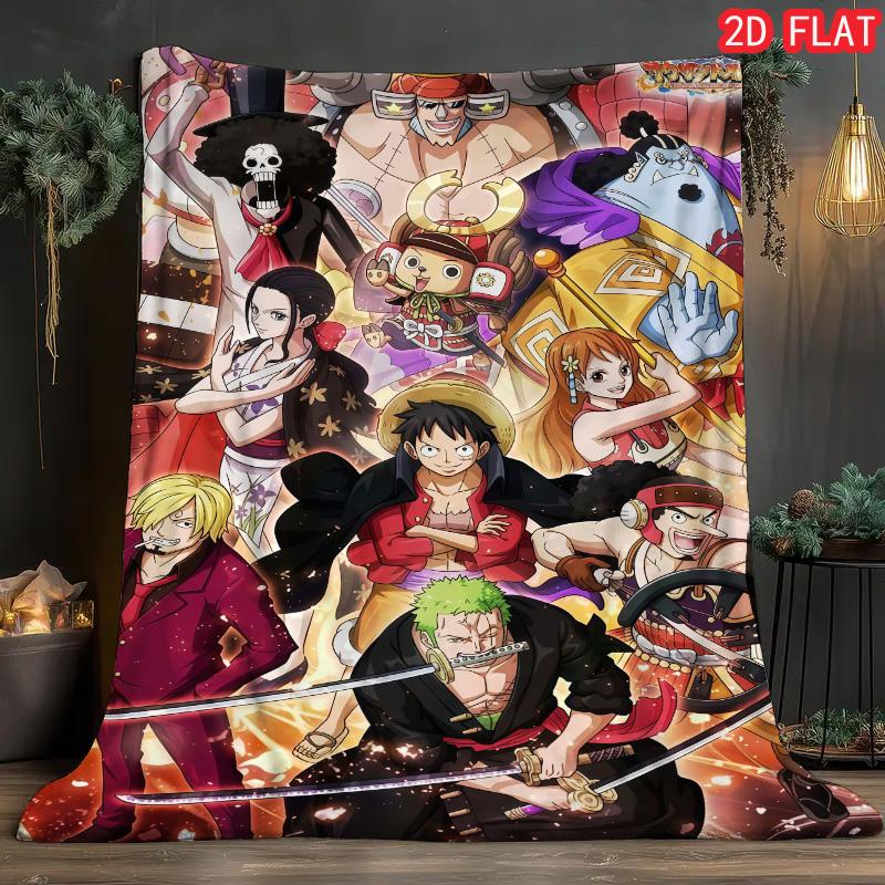 One Piece Festival Flannel Blanket Soft Warm Printed for Holiday Home Decor THW