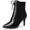Allegra K Женские ботильоны на шнуровке с острым носком и каблуком-шпилькой, черные, размер 24,0 см