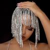 1PC Bohemian Style Headwear Exaggerated Shiny Rhinestone Headdress Vintage Long Tassel Head Chain