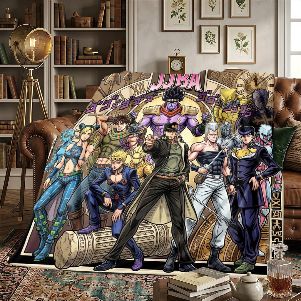 JoJos Bizarre Adventure Printed Flannel Blanket Warm Comfortable, For Chairs, Picnics, Travel -HE29