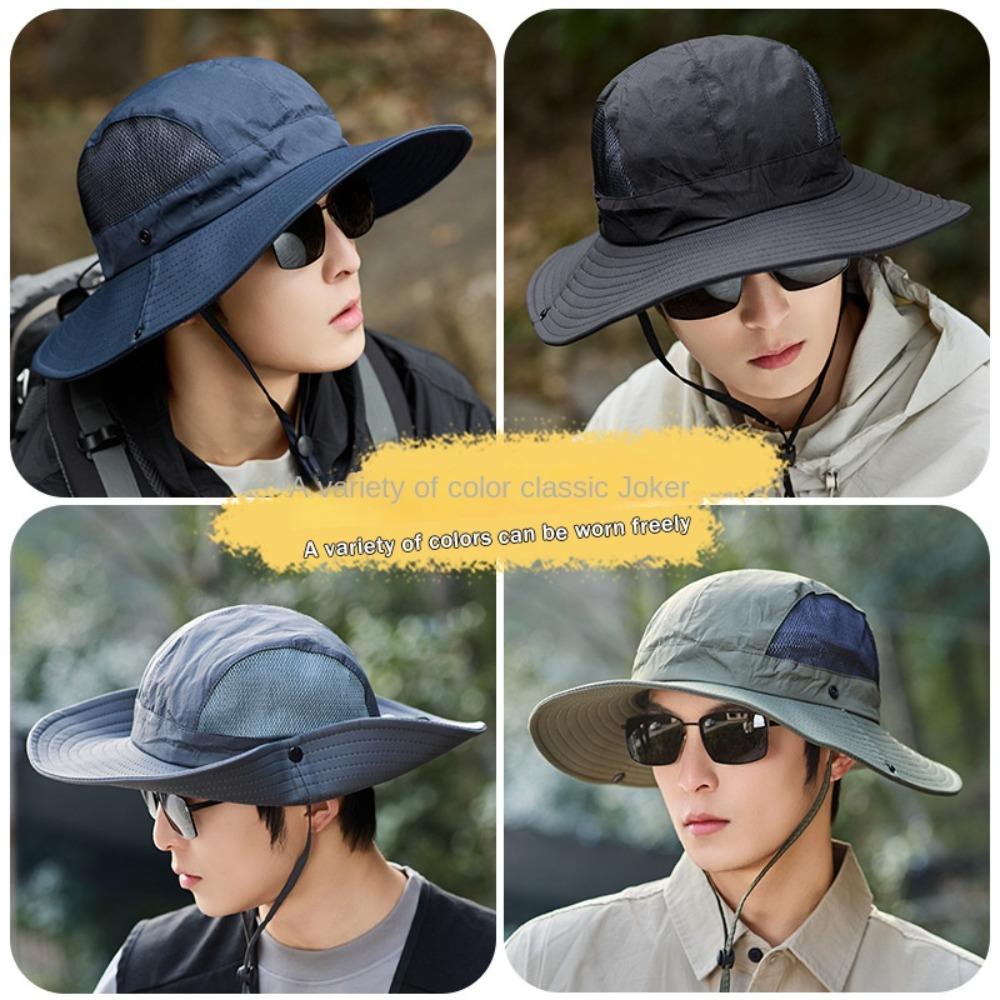 Quick-dry Folding Bucket Hat Nylon Hiking Cap Simple Men Fisherman's Hat Summer