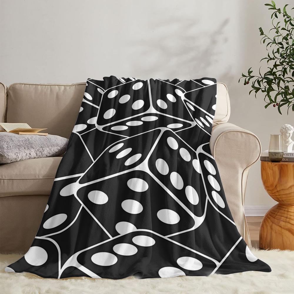GUOYU Blanket Dice Black BALL Poker Throw Soft Flannel Throw Summer Blanket Lightweight Cozy Nap Blanket For Sofa Bed Travel