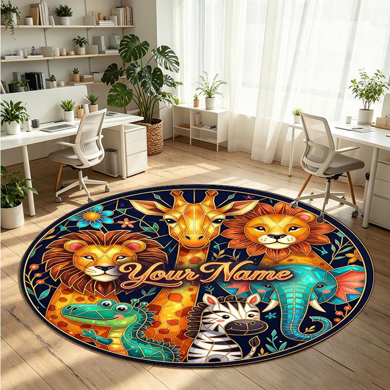 Mandala Ornament (126) Theme Round Crystal Velvet Rug Custom Name Text Personalized Floor Mat Home Decor Non Slip Crystal Carpet