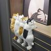 Yousheng Simulation Furry Cat Ornament Plush Animal Figurine Realistic Fluffy Kitten Model Hanging Cat Decoration for Home TV Stand Shelf Decor